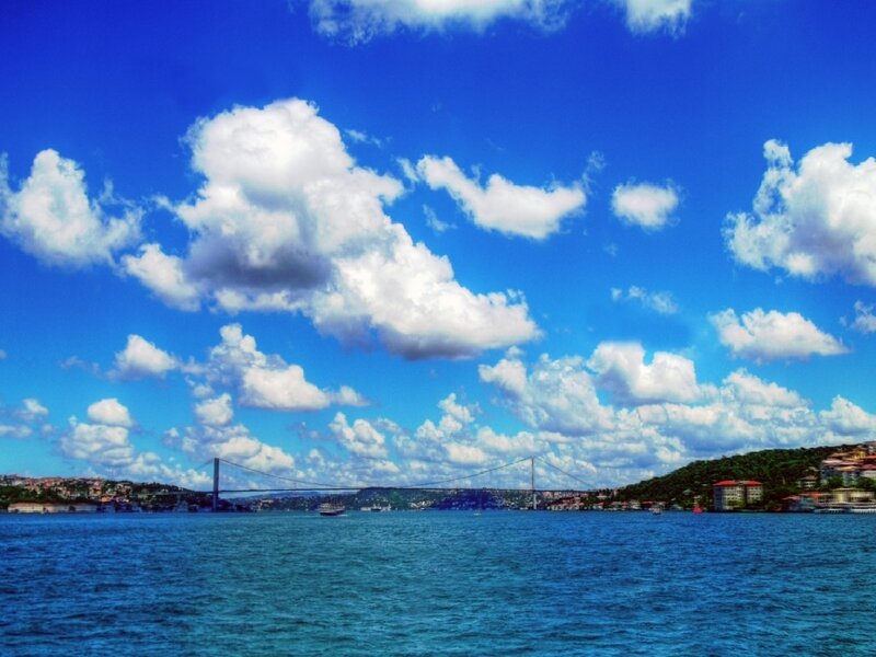 Bosphorus Bridge — Blue, Serene, Afternoon, Photograph, Sea