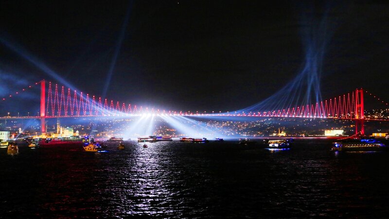 Bosphorus Bridge light show