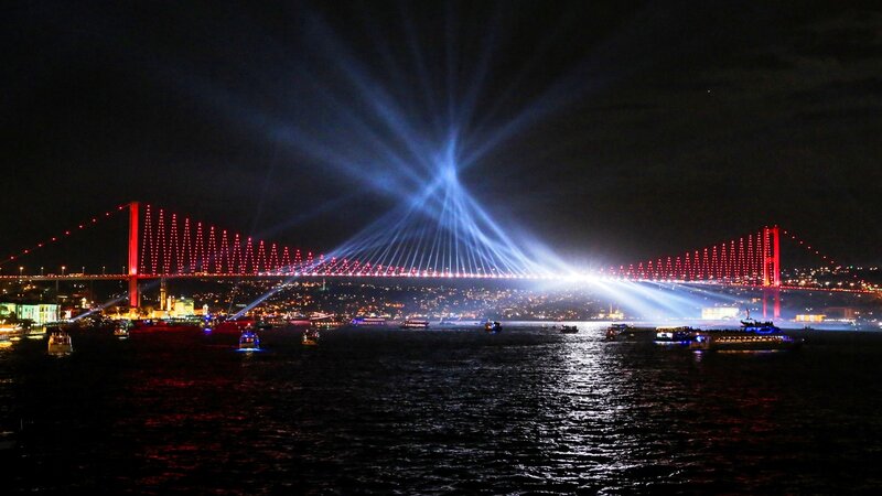 Bosphorus Bridge light show
