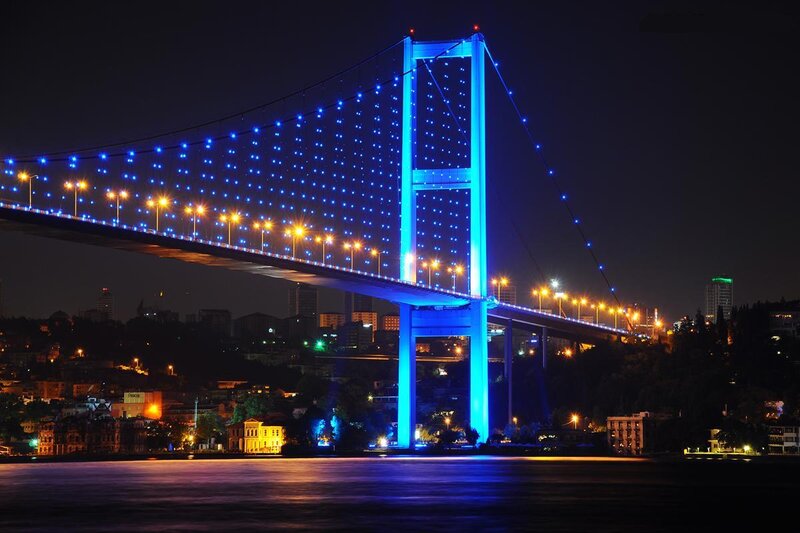 Bosporus Bridge at Night — Blue