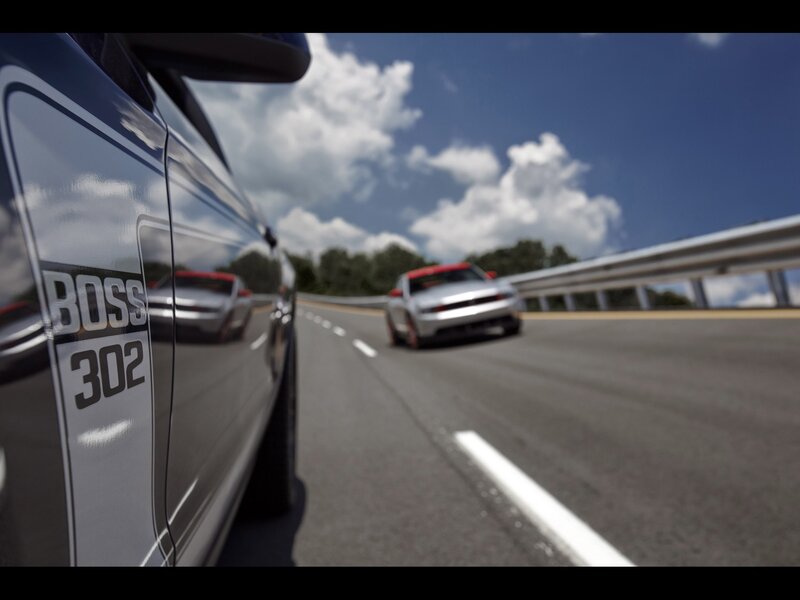 Boss 302 Mustang on the highway