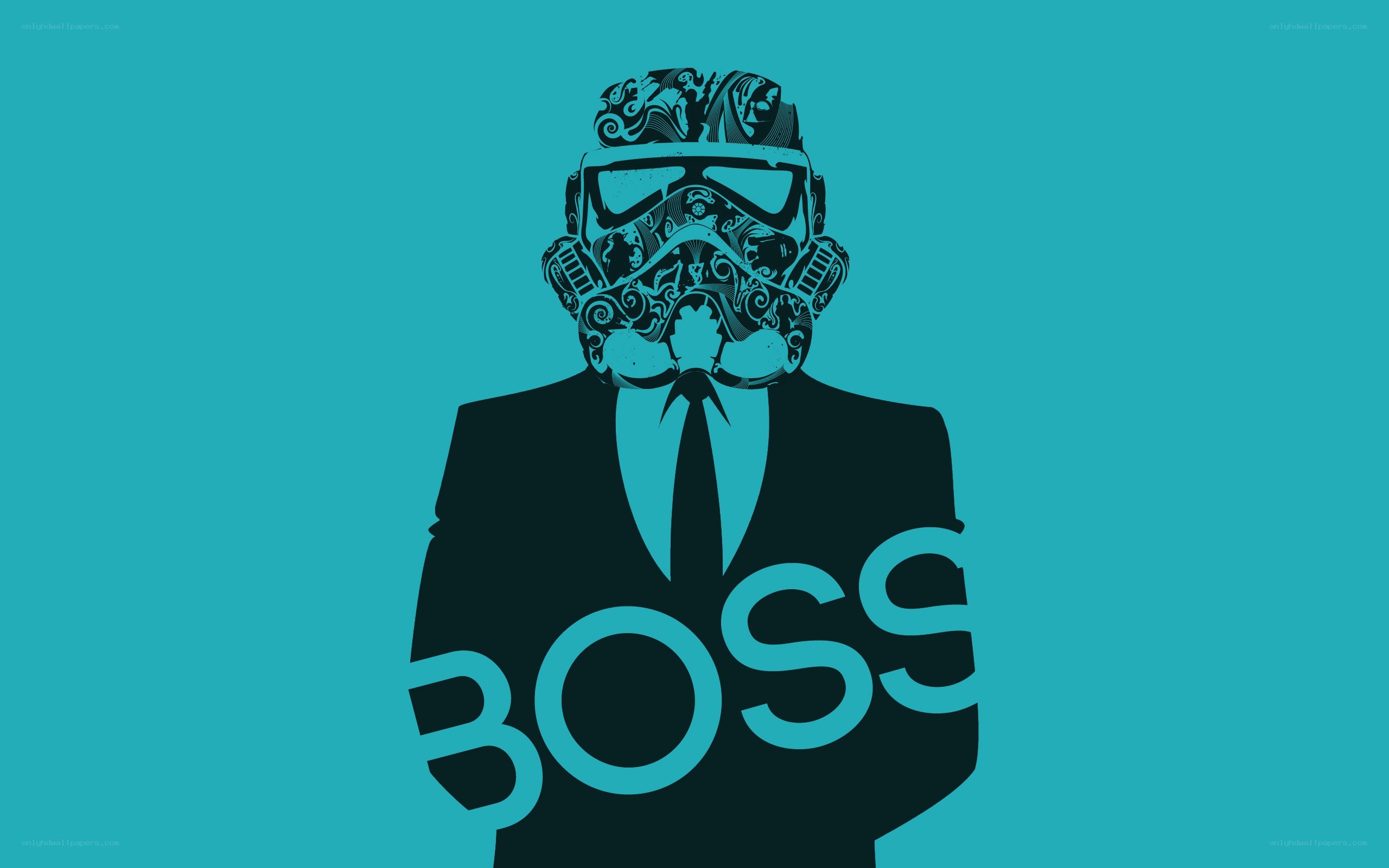 Boss in stormtrooper helmet