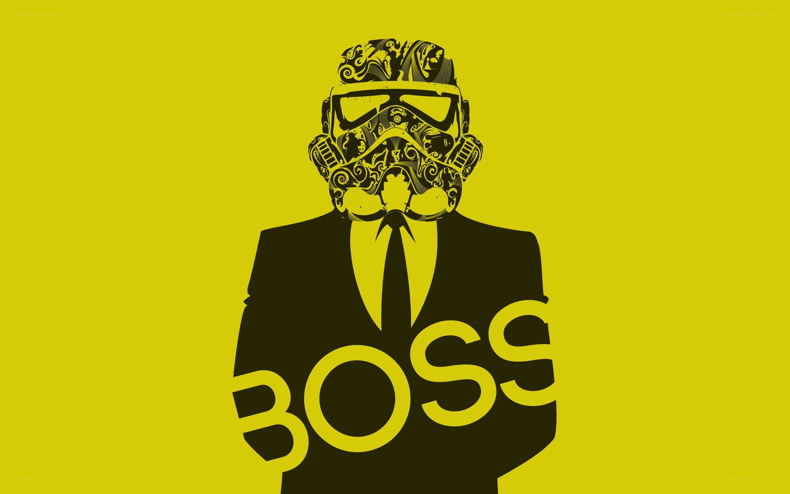 Boss in stormtrooper helmet