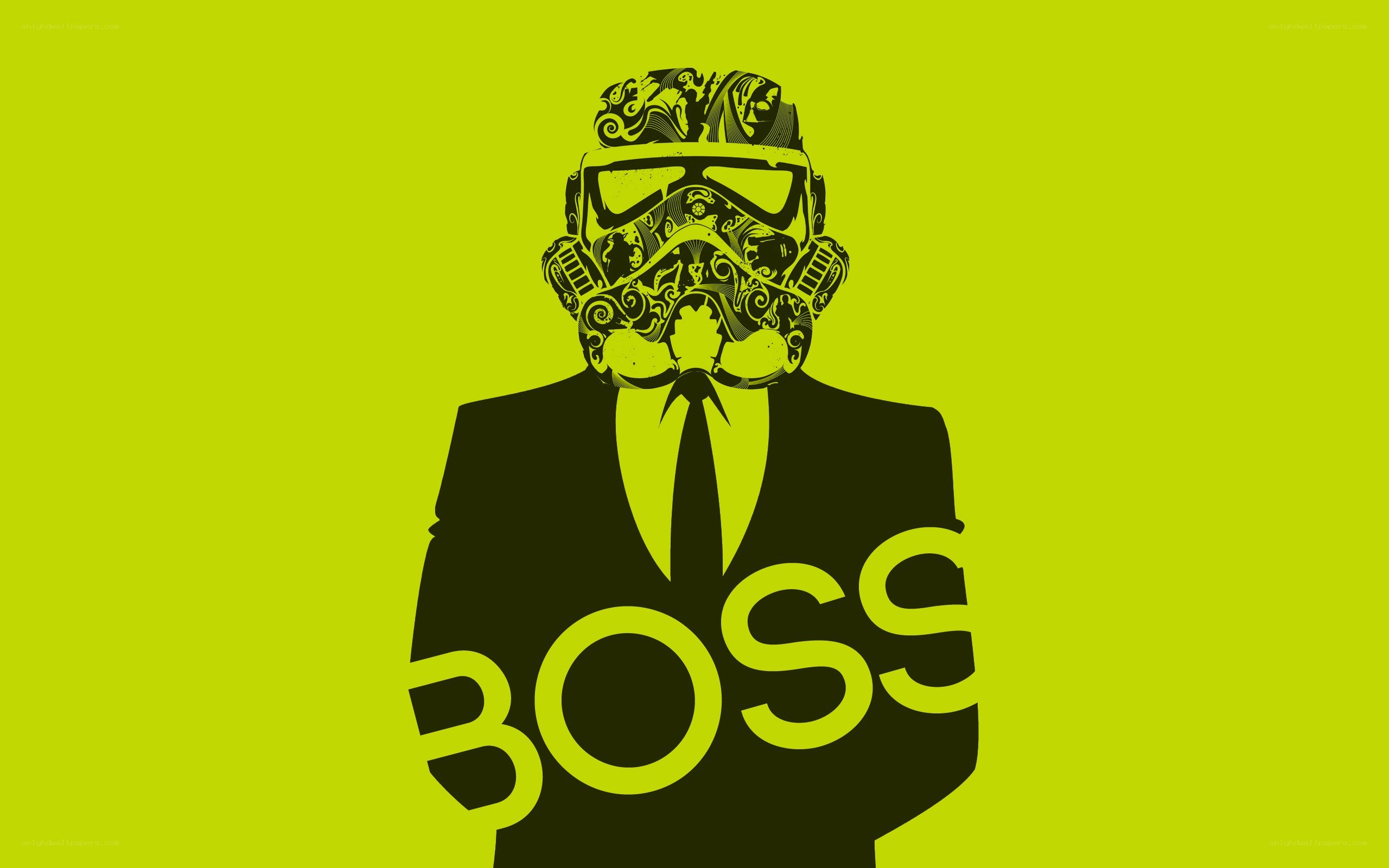 Boss in stormtrooper helmet