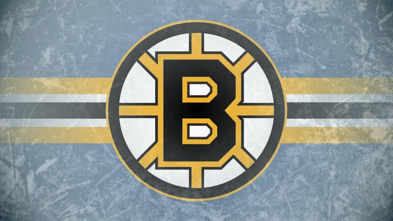 Boston Bruins logo on ice