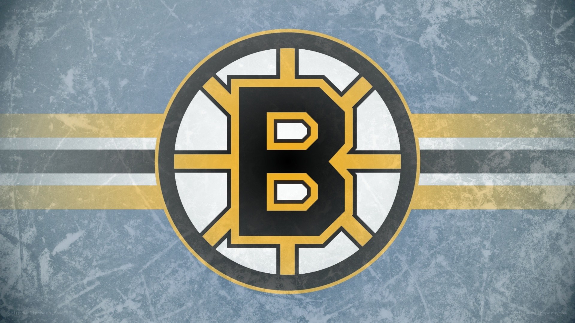 Boston Bruins logo on ice