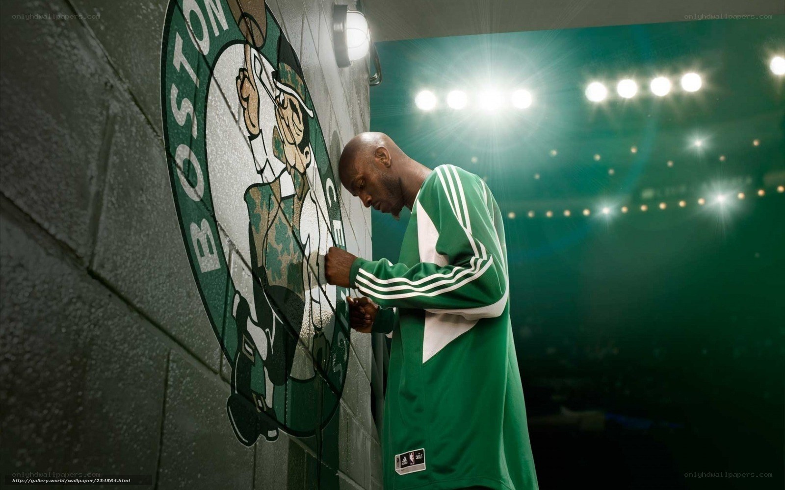 Boston Celtics player in locker room