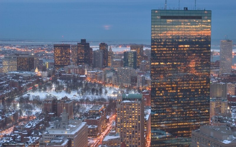 Boston City Skyline — Blue