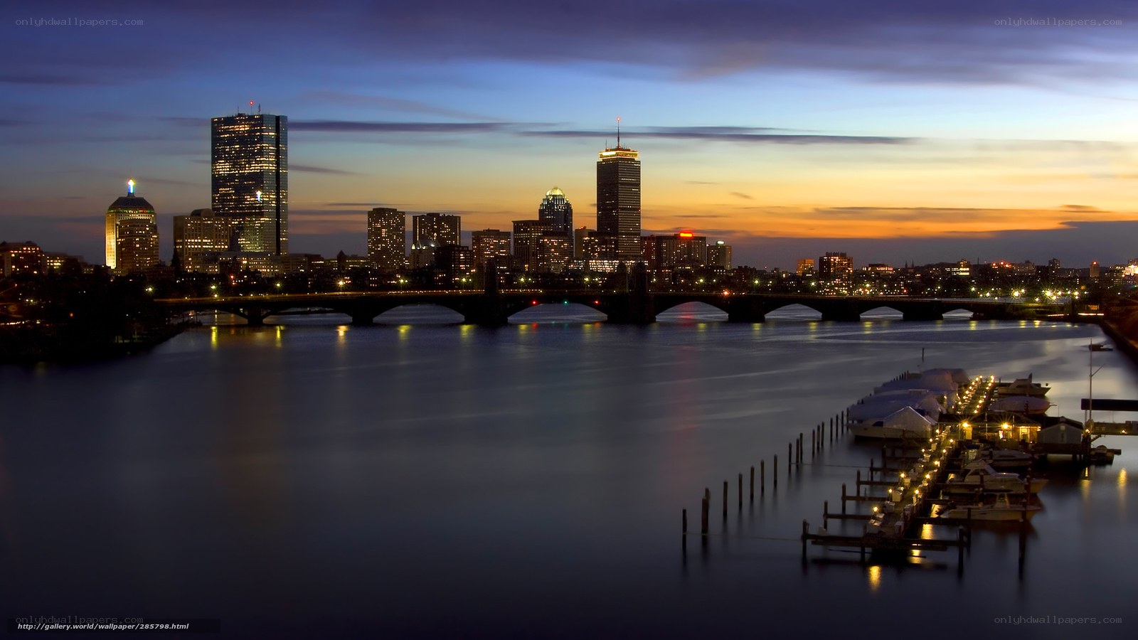 Boston skyline at dusk
