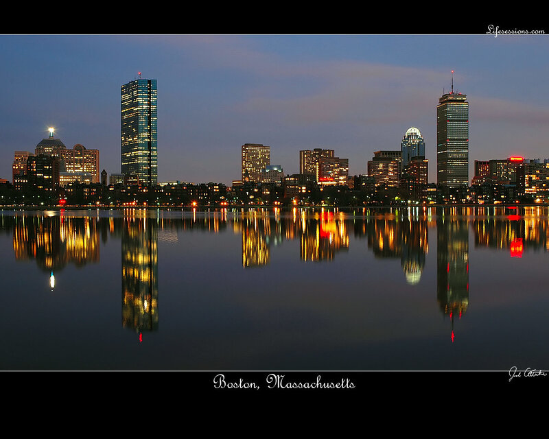 Boston skyline at dusk