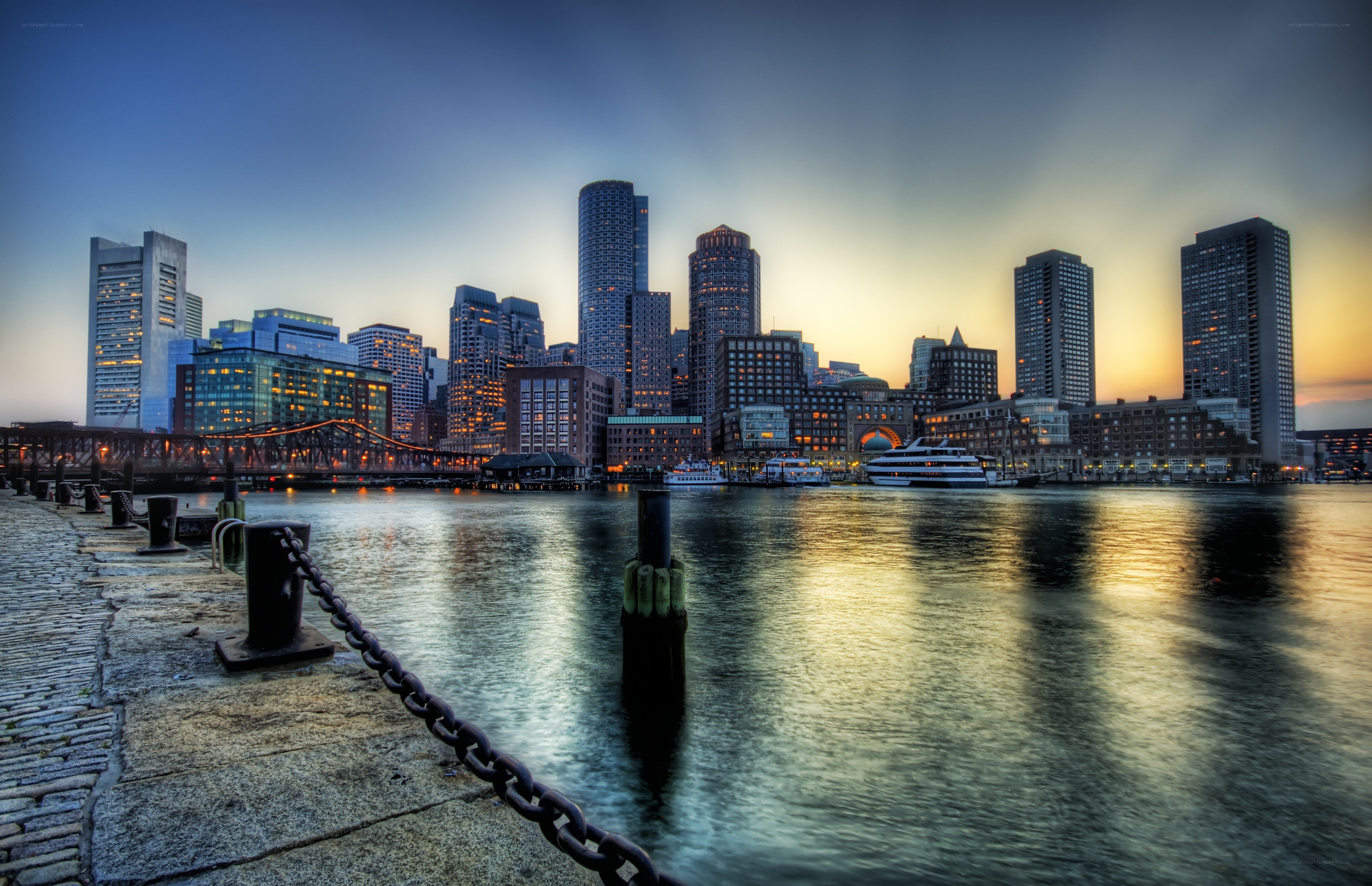 Boston skyline at dusk