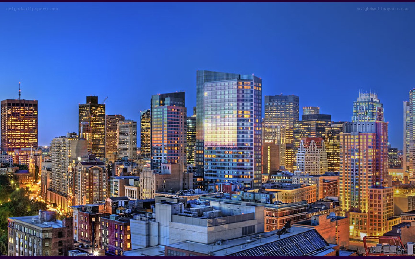 Boston skyline at dusk