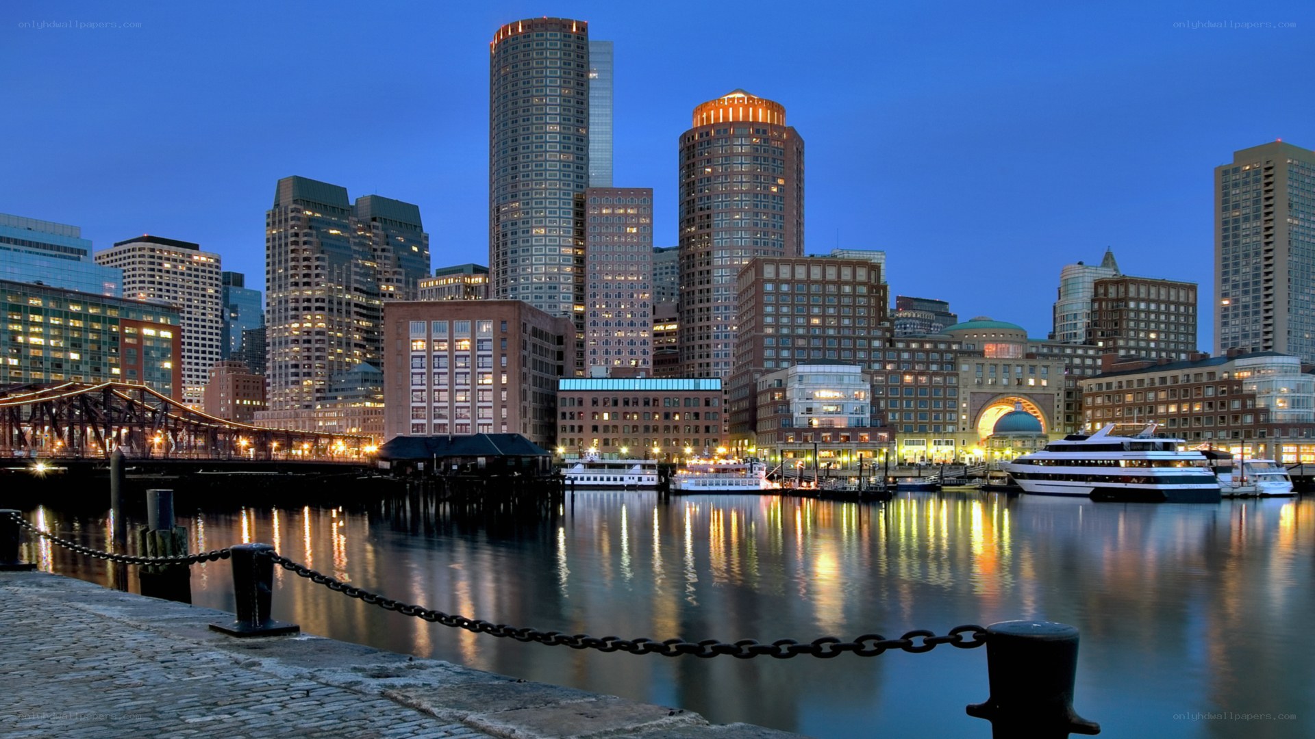 Boston skyline at dusk