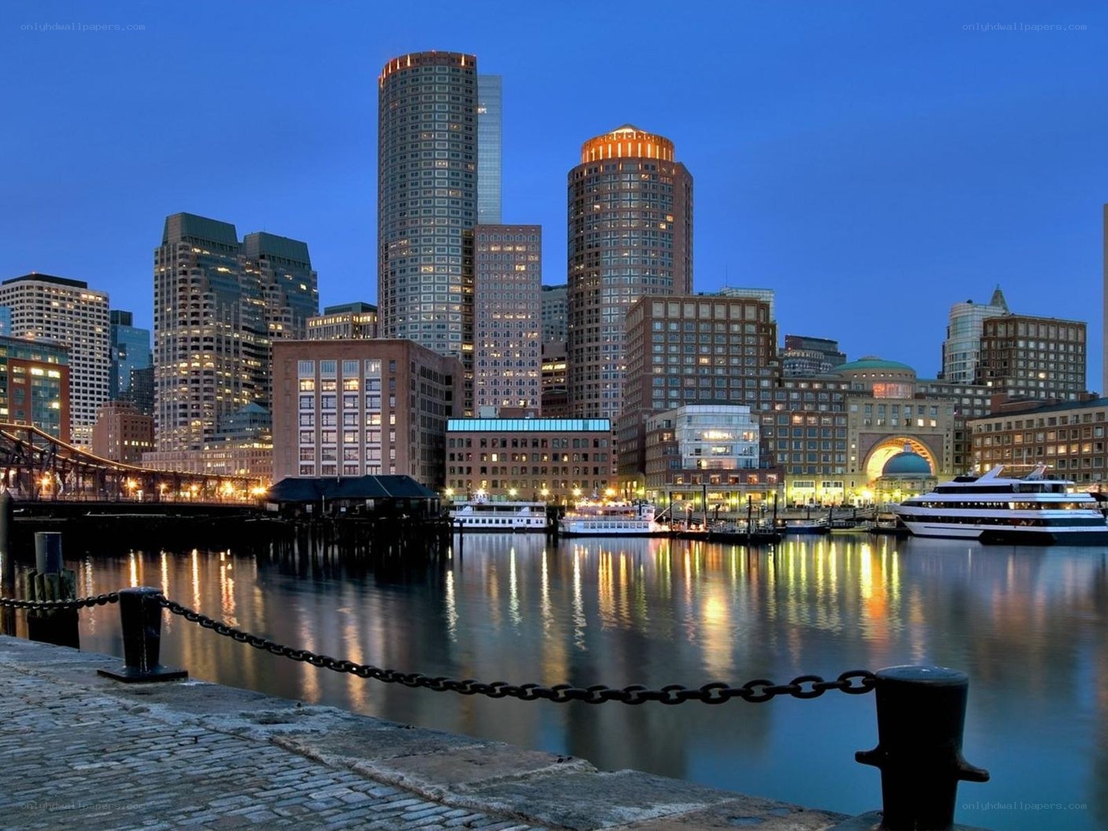 Boston skyline at dusk