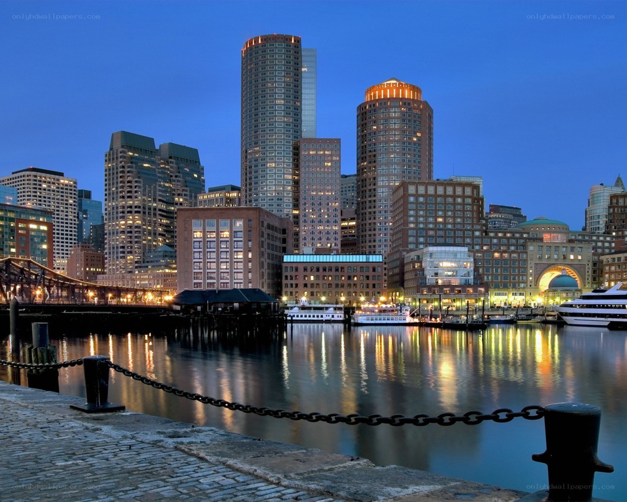 Boston skyline at dusk