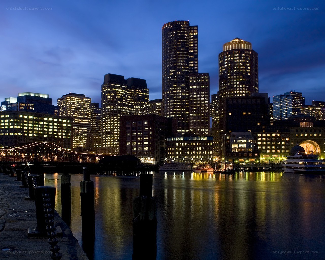 Boston skyline at dusk