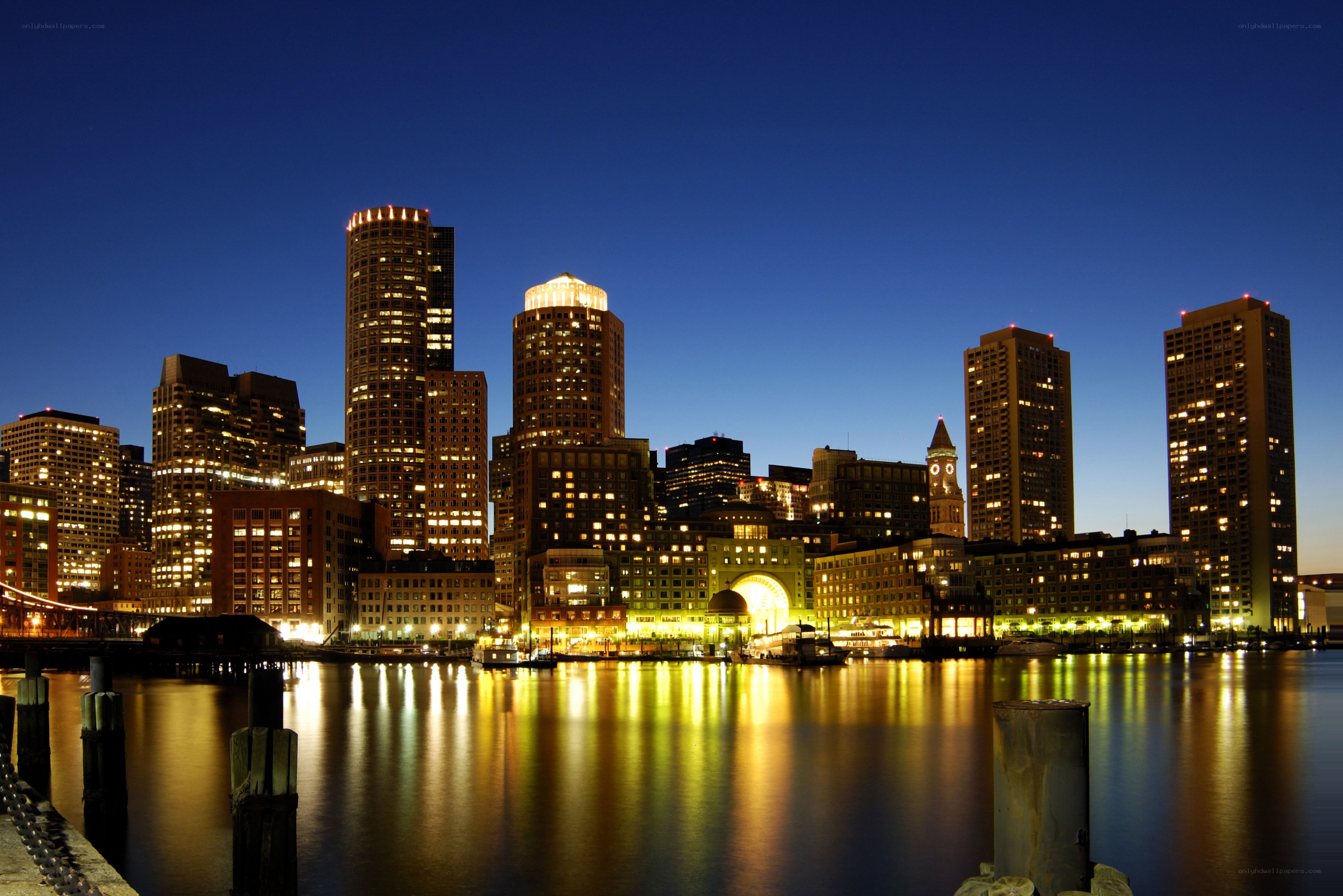 Boston skyline at dusk