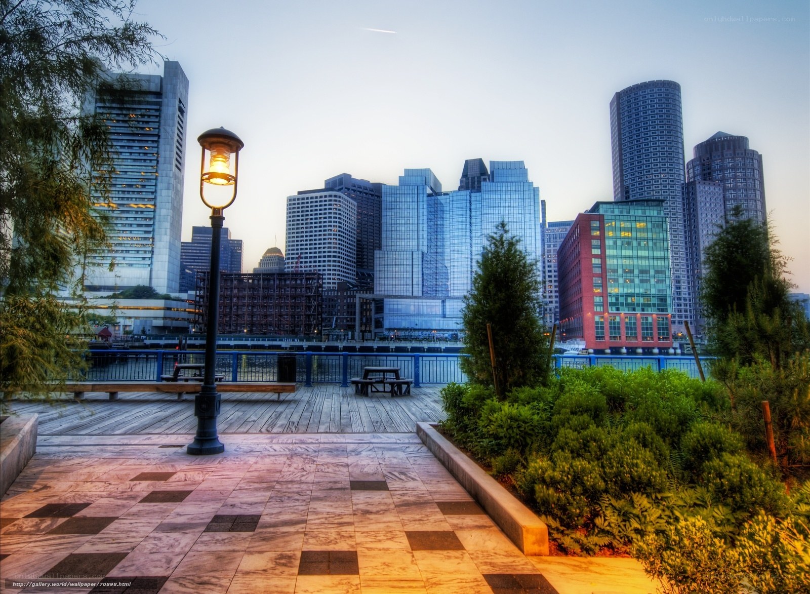 Boston skyline at dusk