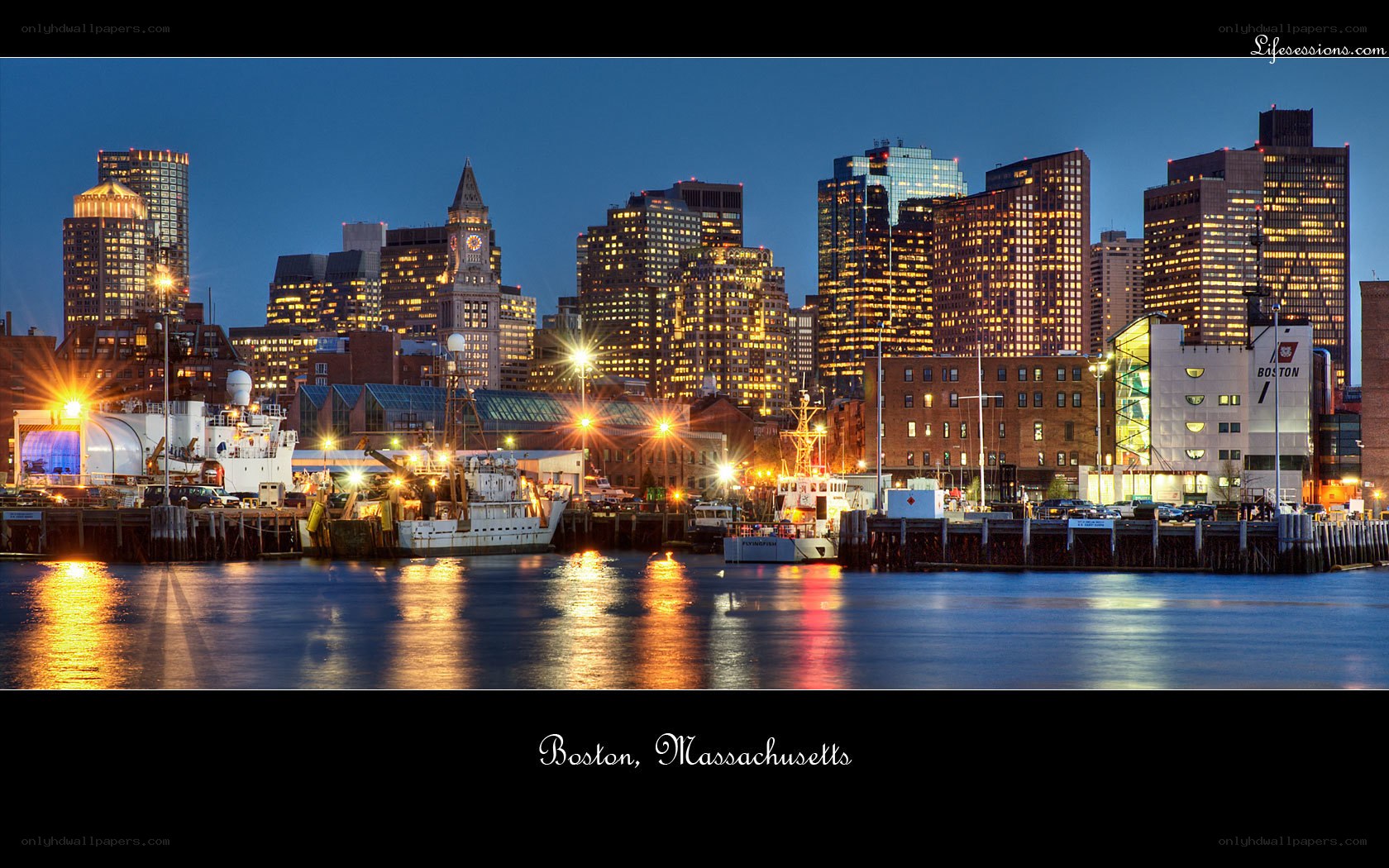 Boston skyline at dusk