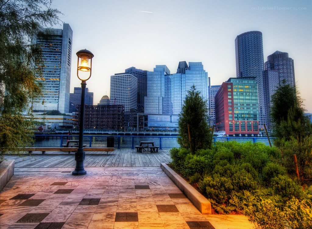 Boston skyline at dusk