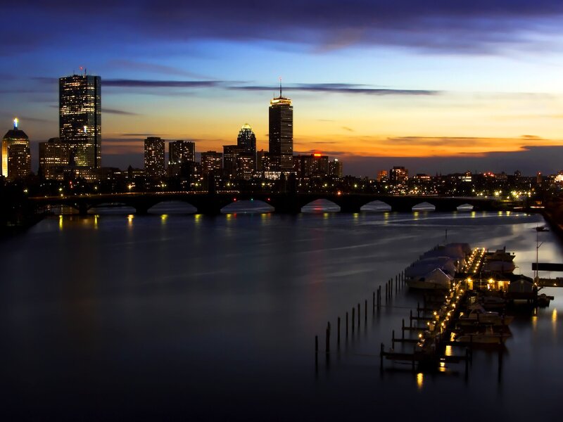 Boston skyline at dusk