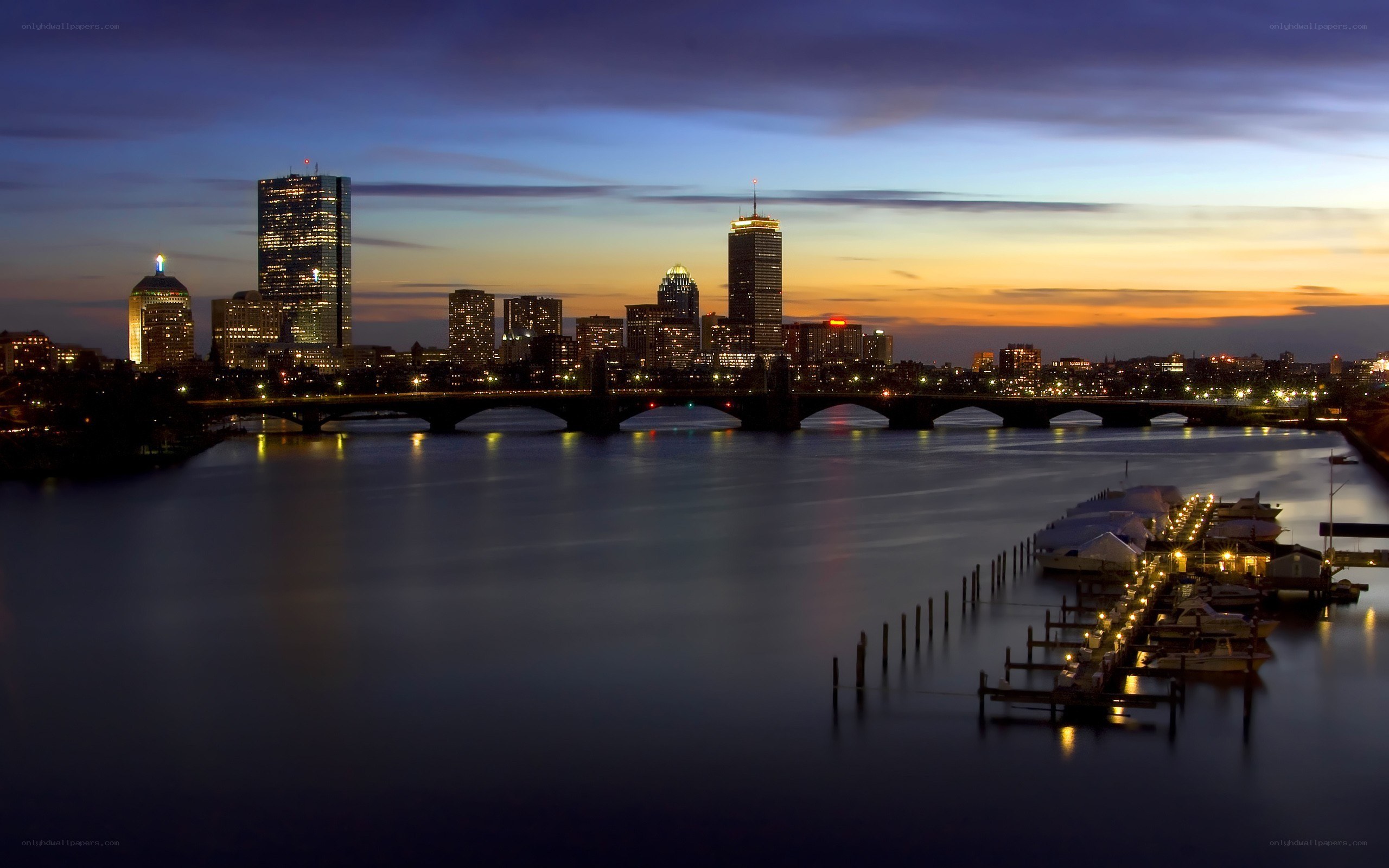 Boston skyline at dusk