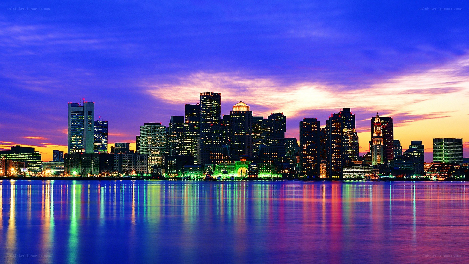 Boston skyline at dusk