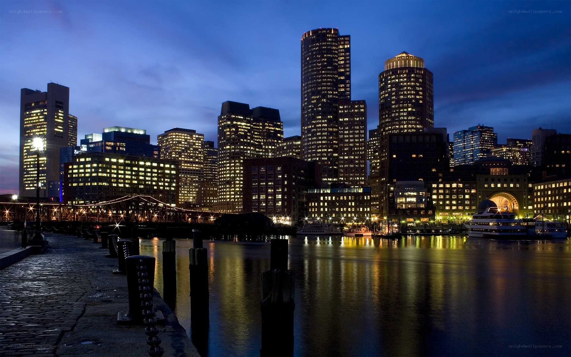 Boston skyline at dusk