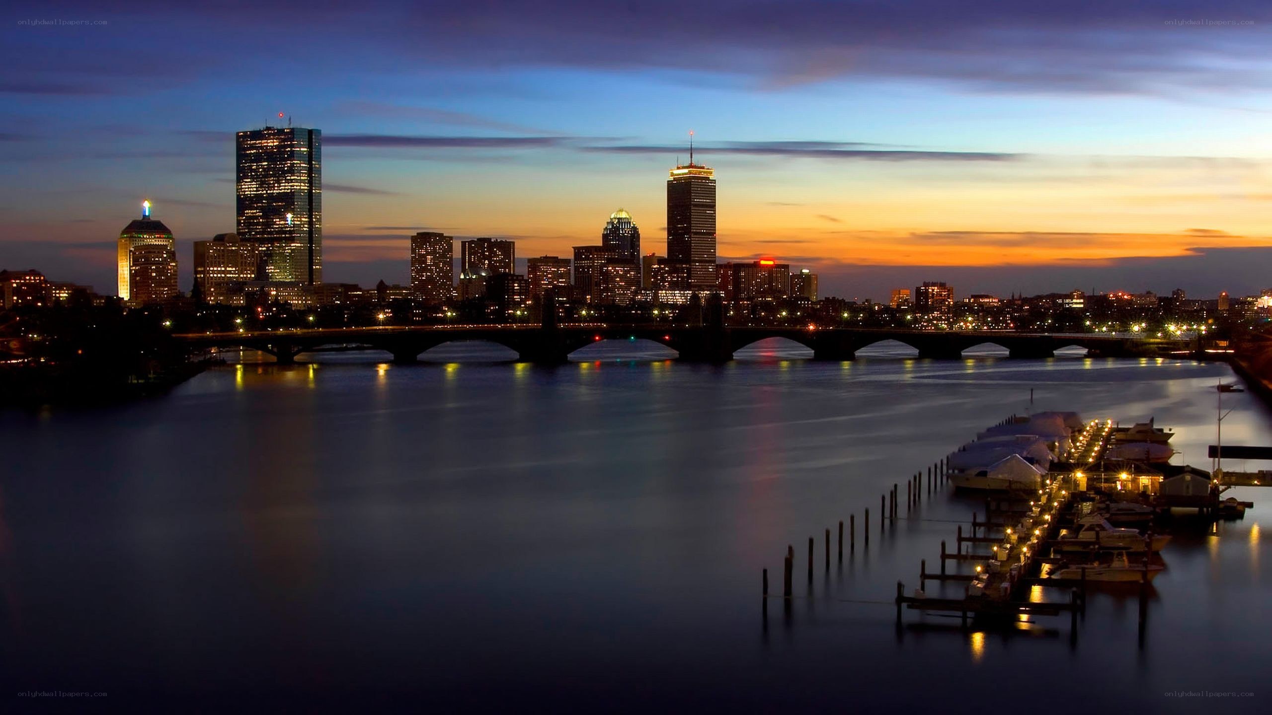 Boston skyline at dusk