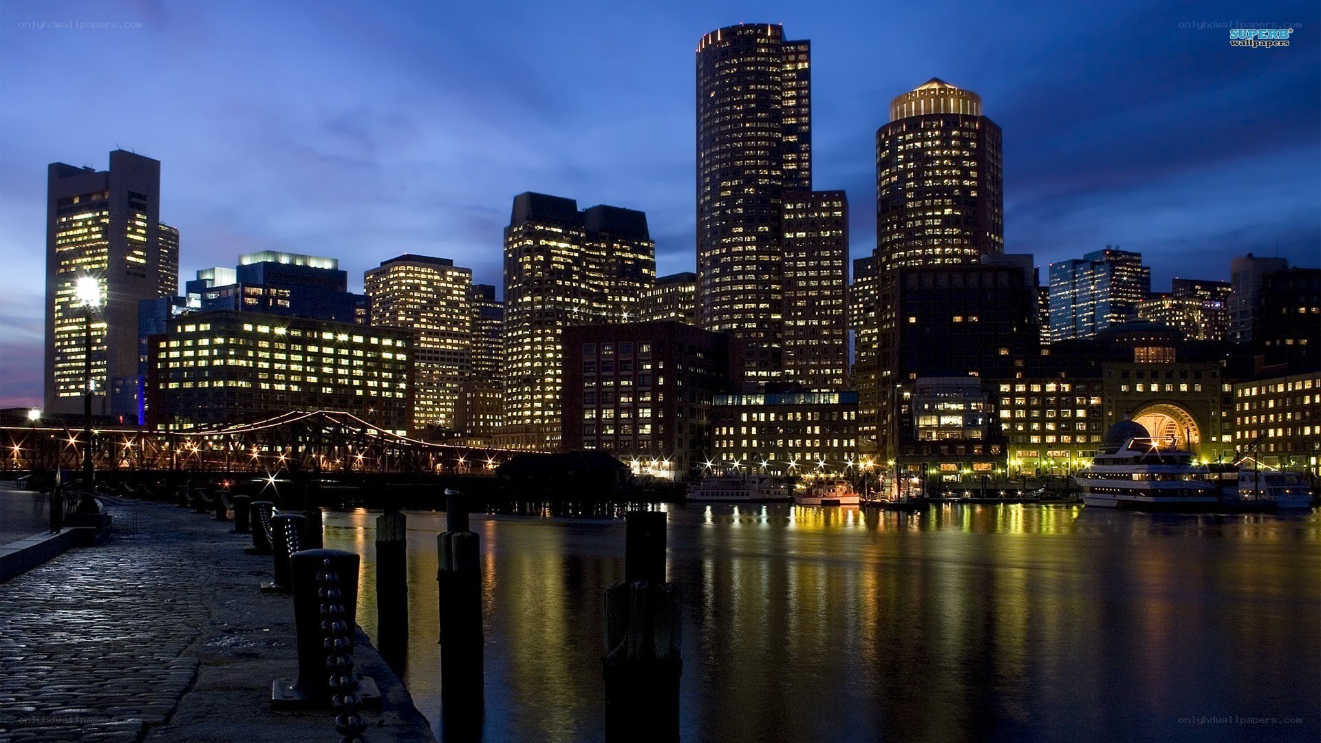 Boston skyline at dusk