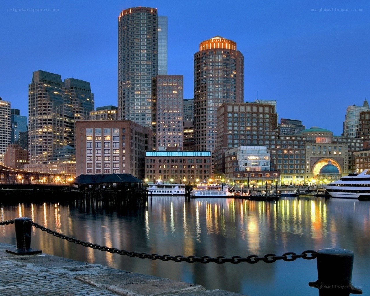 Boston skyline at dusk