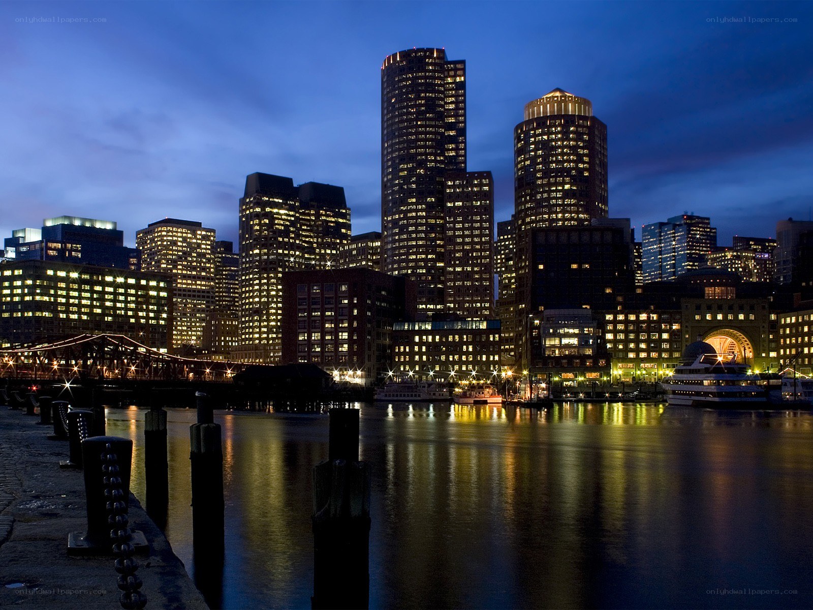 Boston skyline at dusk