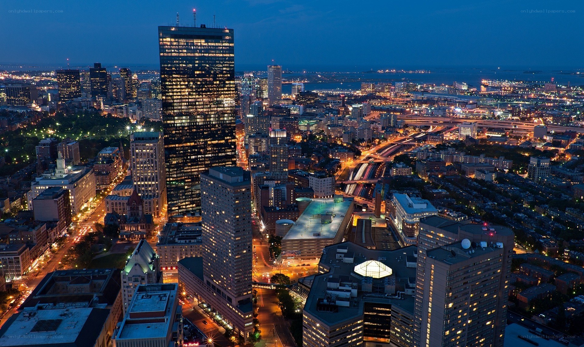 Boston skyline at dusk