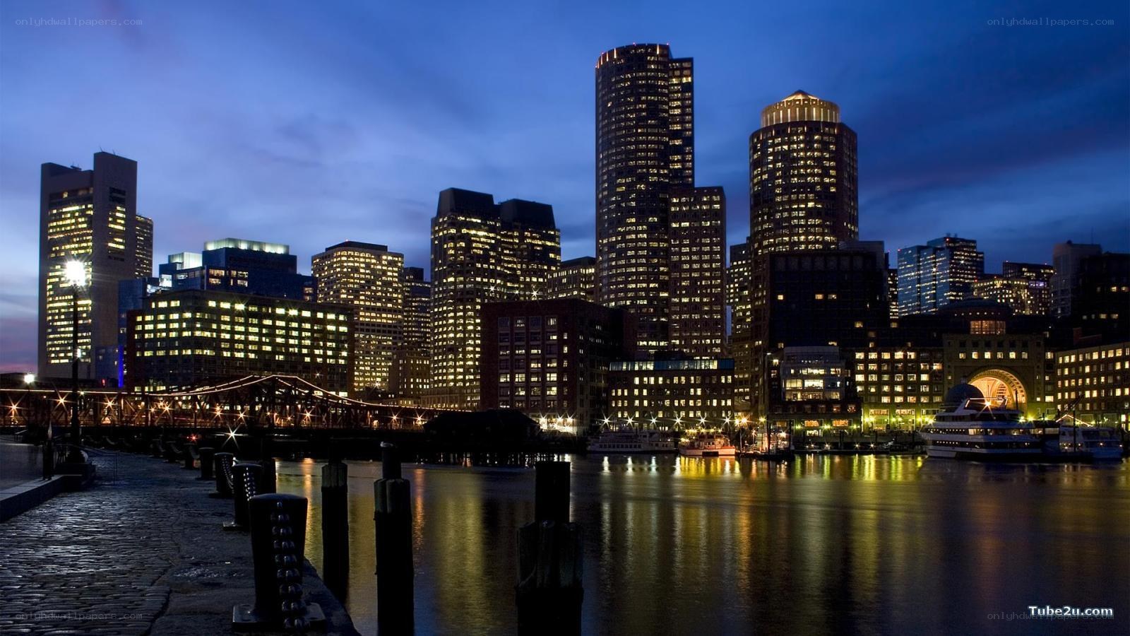 Boston skyline at dusk