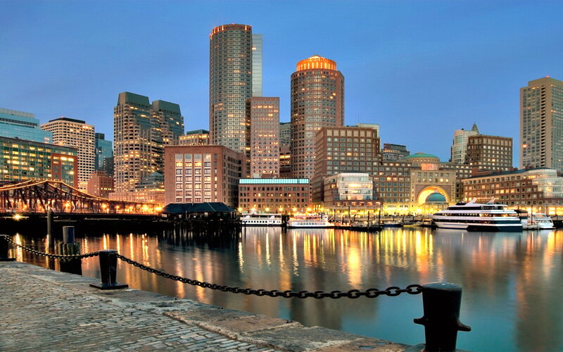 Boston Skyline at Dusk — Blue, Calm