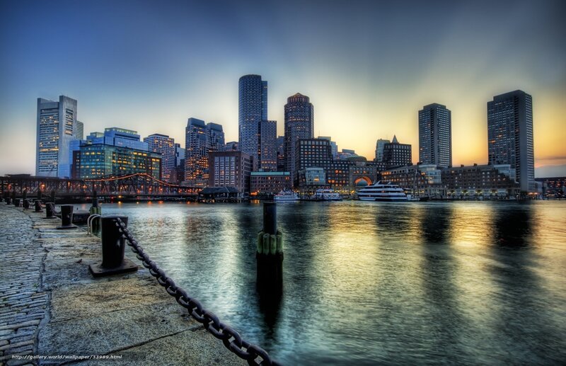 Boston Skyline at Dusk — Blue, Dramatic, Sunset