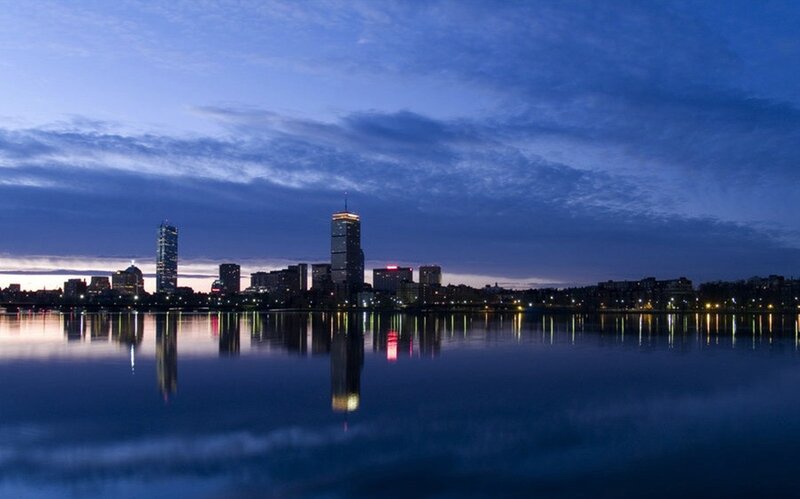 Boston Skyline at Dusk — Blue, Serene, Night