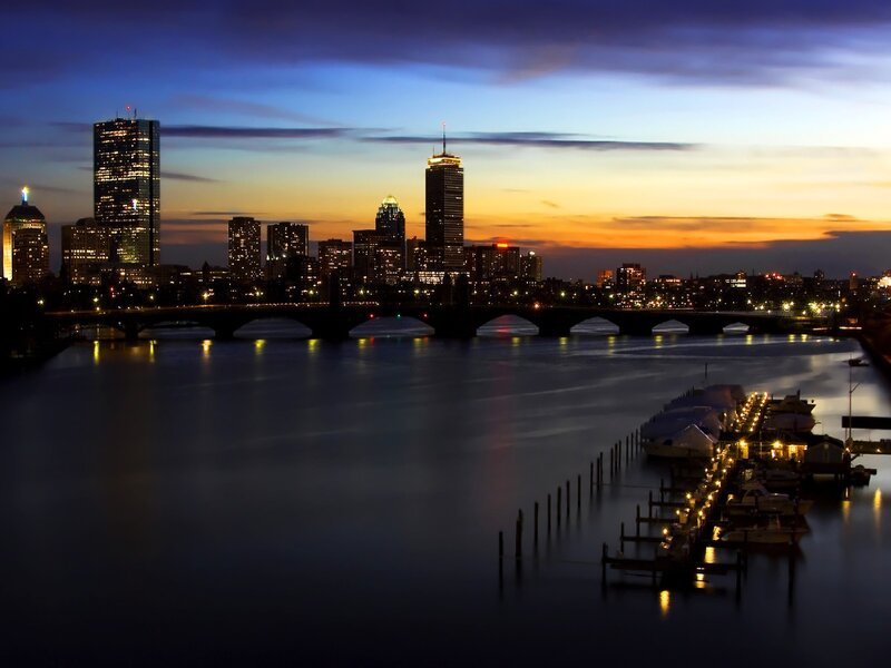 Boston Skyline at Dusk — Blue, Serene