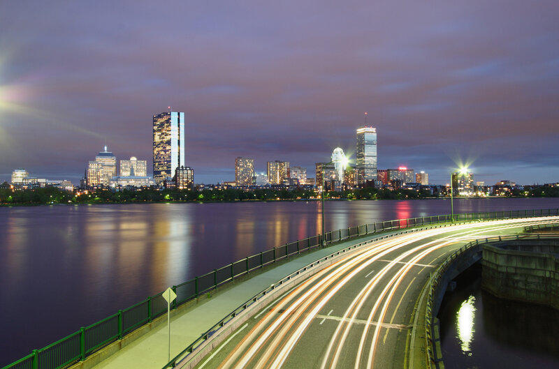 Boston Skyline at Dusk — Purple, Calm