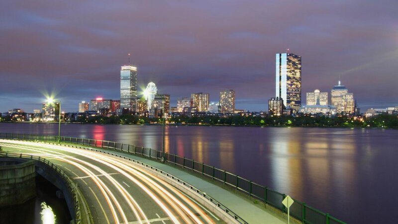 Boston Skyline at Dusk — Purple