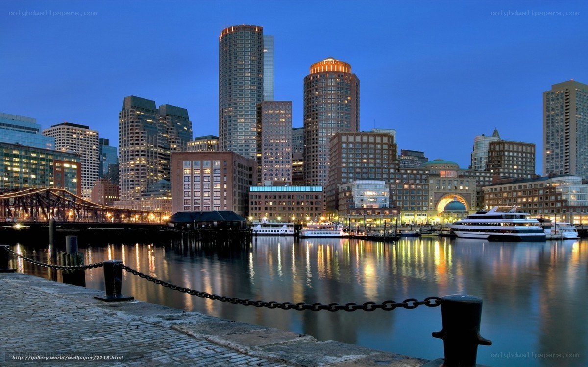 Boston skyline at dusk