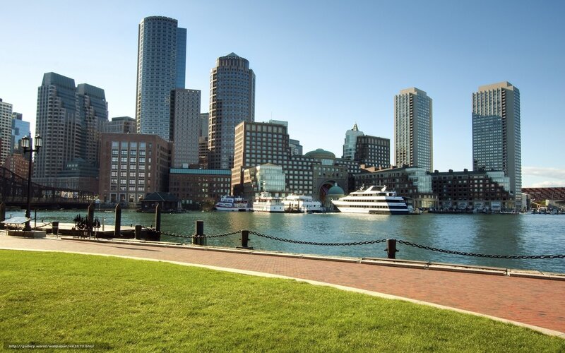 Boston skyline at harbor