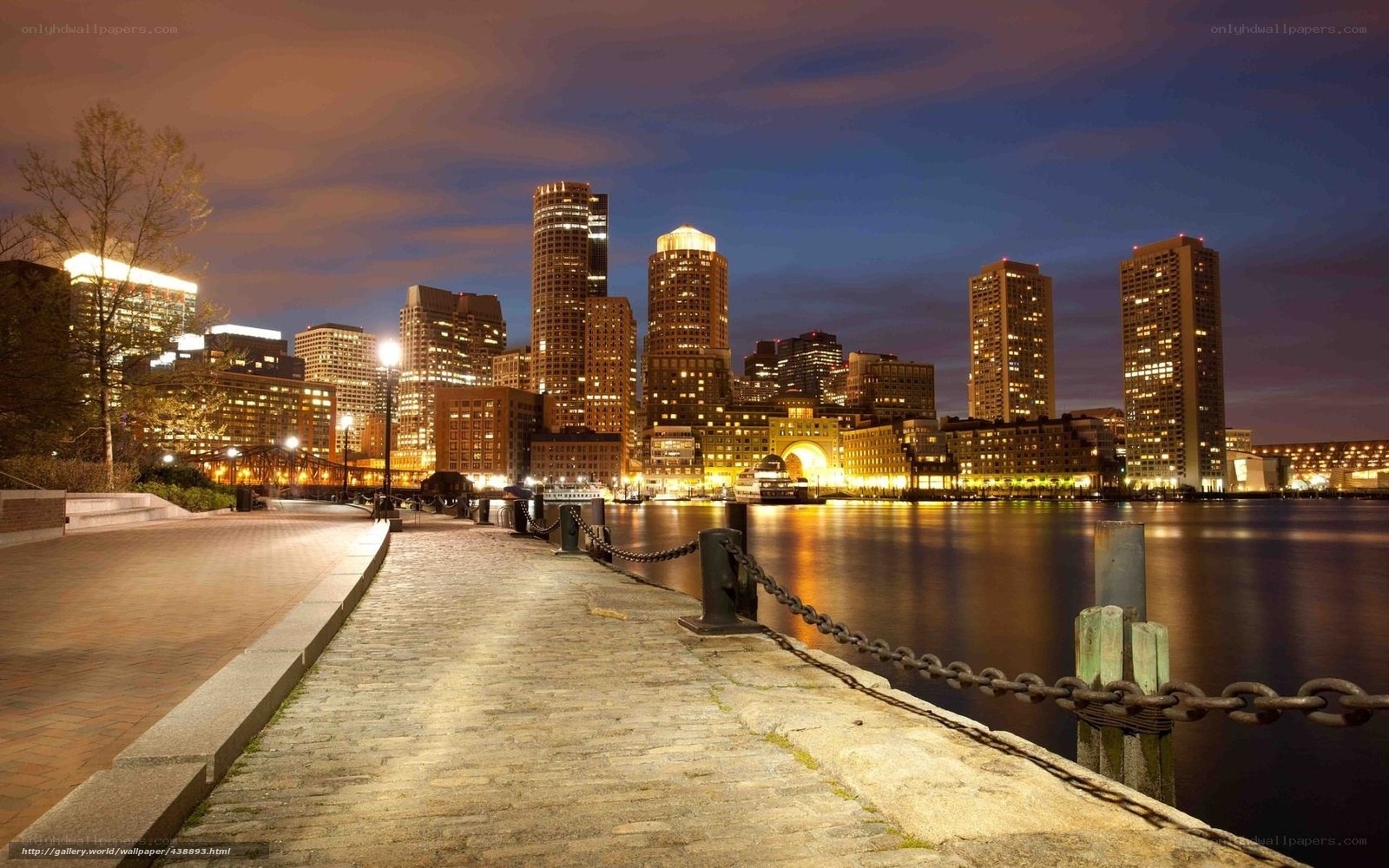 Boston skyline at night