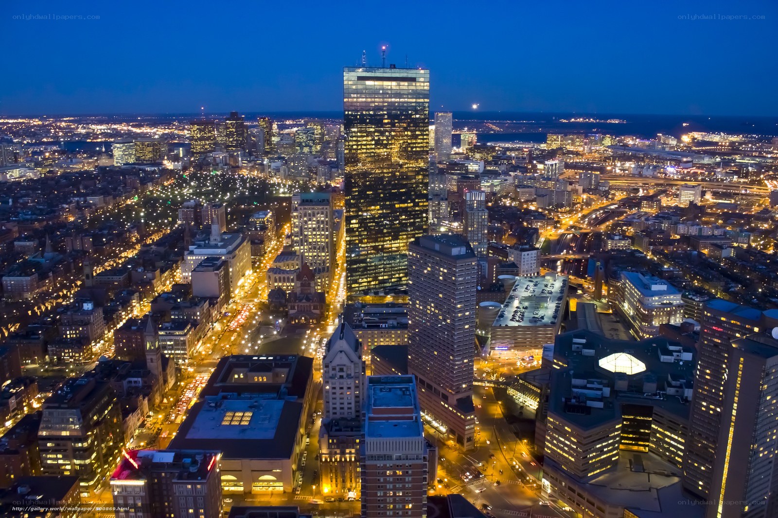 Boston skyline at night