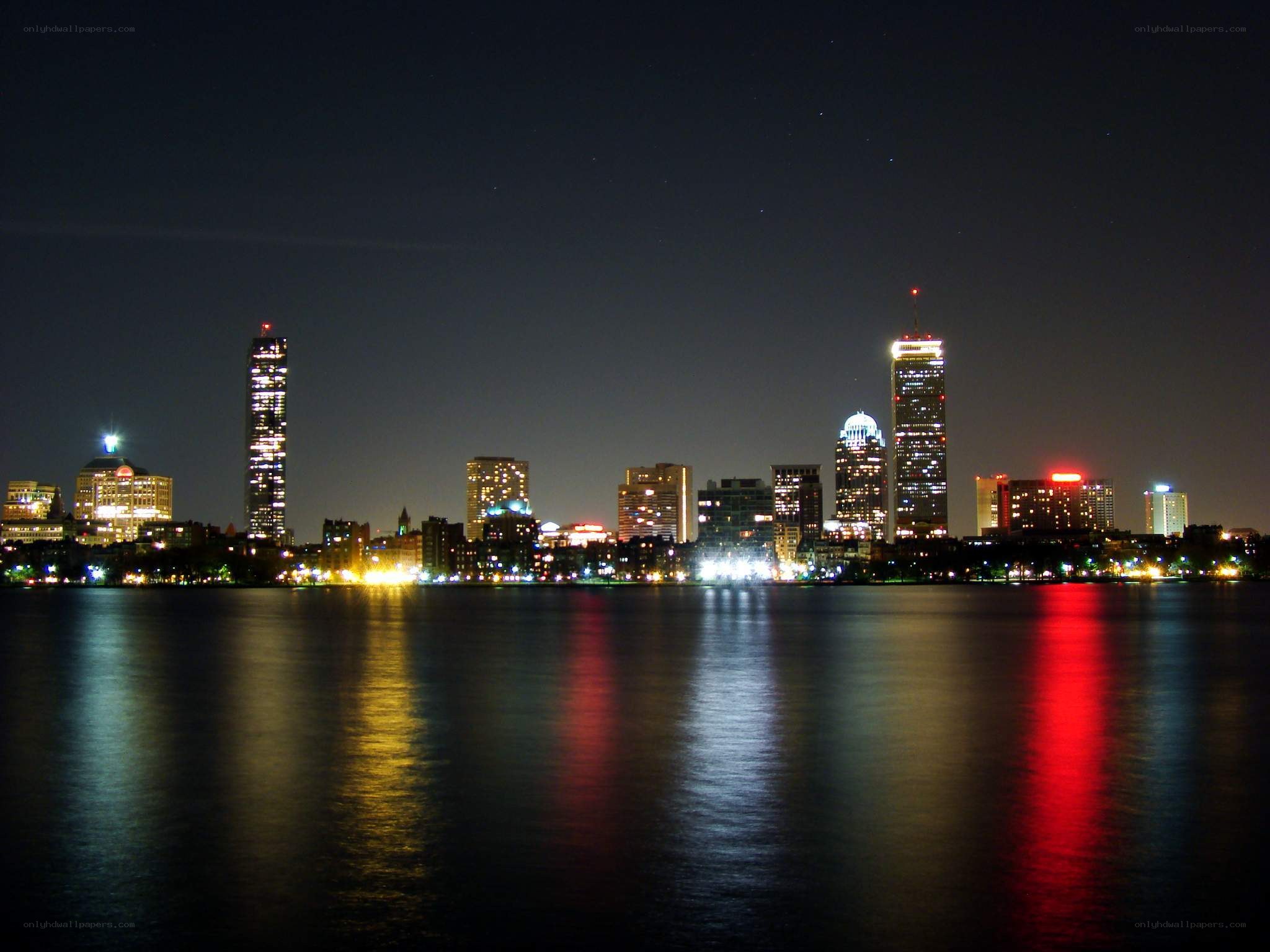 Boston skyline at night