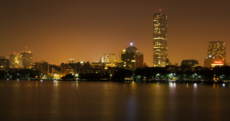 Boston skyline at night