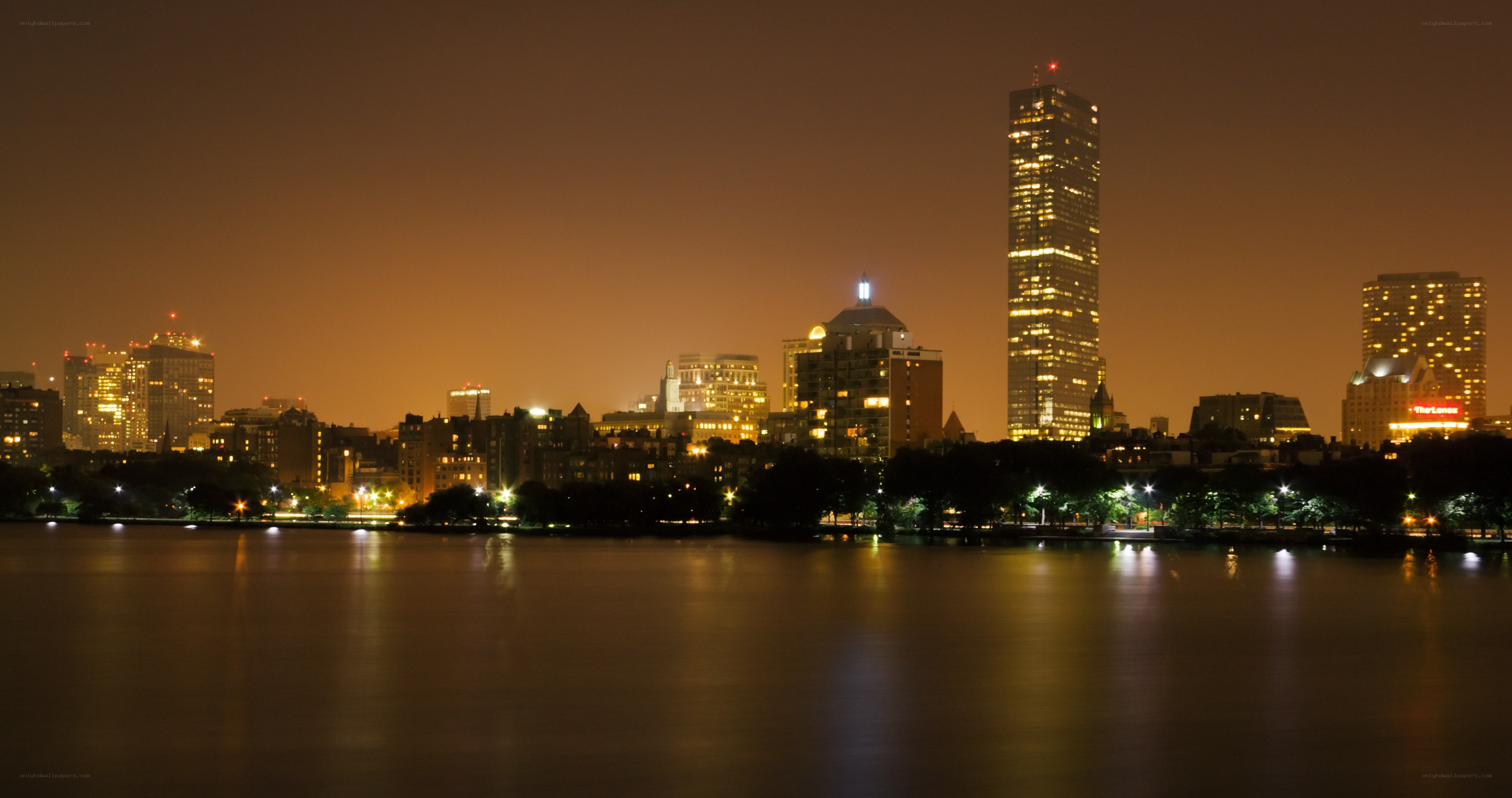 Boston skyline at night