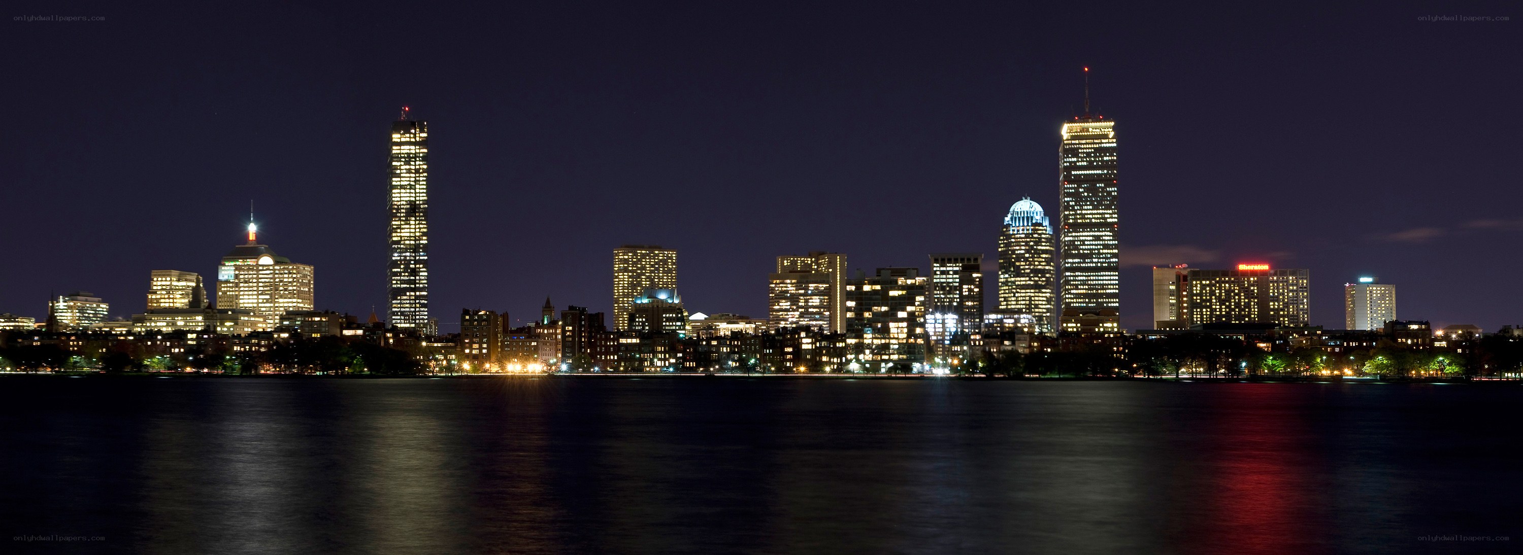 Boston skyline at night