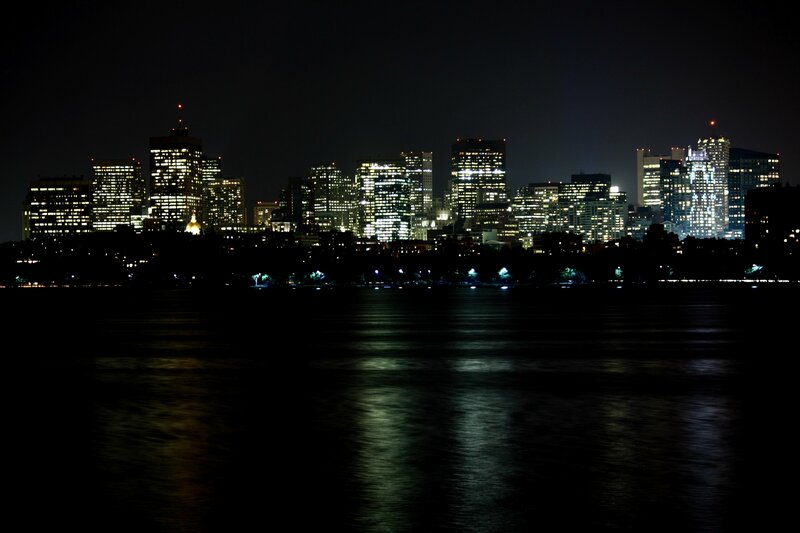 Boston skyline at night