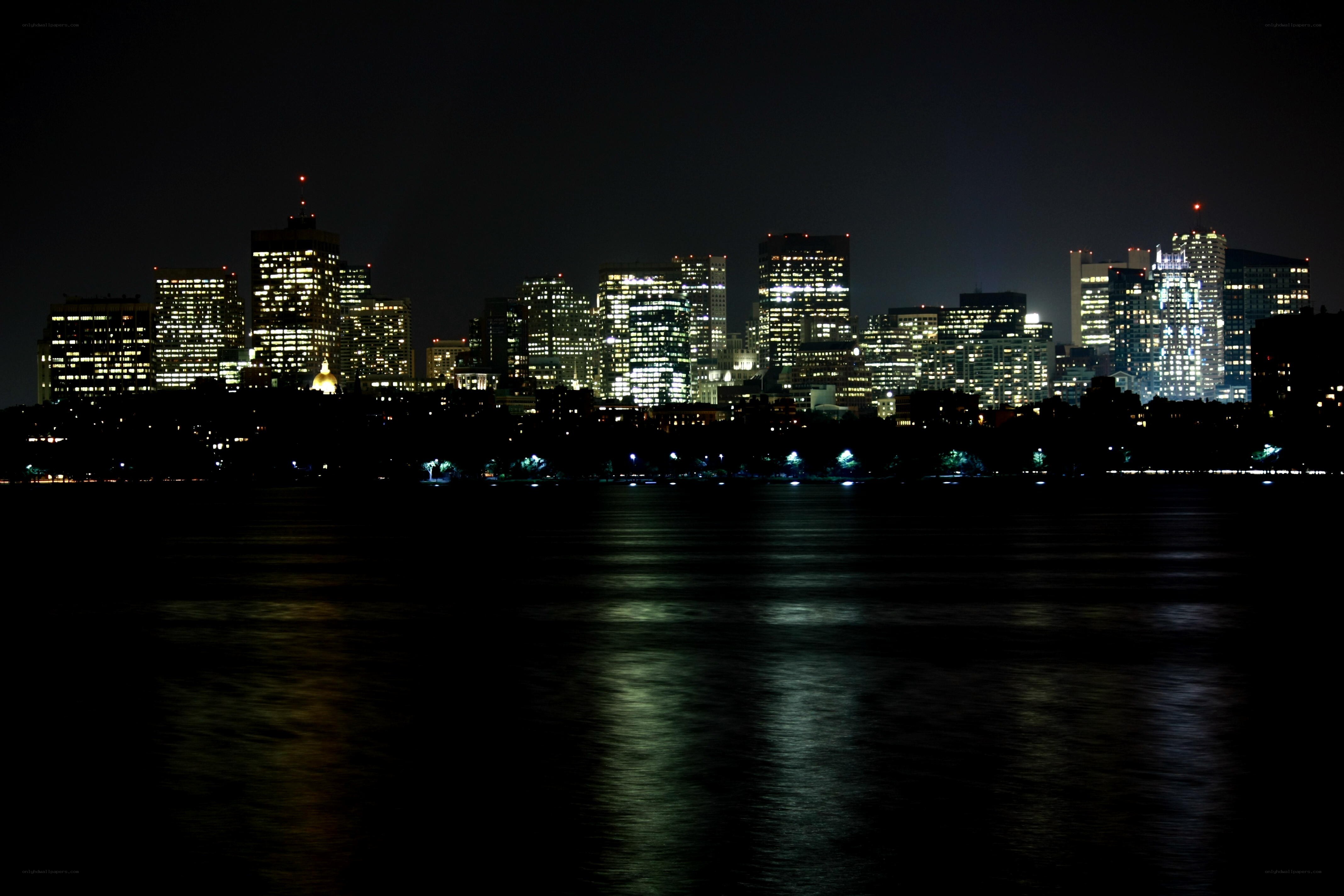 Boston skyline at night
